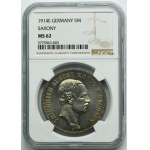 Germany, Kingdom of Saxony, Friedrich August III, 5 Mark Muldenhütten 1914 E - NGC MS62