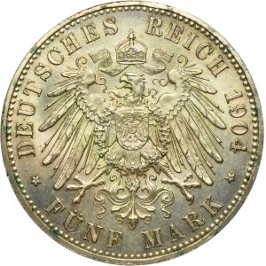 Germany, Hessen-Darmstadt, Ernst Ludwig, 5 Mark Berlin 1904 A