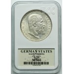 Germany, Kingdom of Württemberg, Wilhelm II, 5 Mark Stuttgart 1908 F