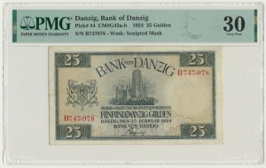 Danzig, 25 Gulden 1924 - B - PMG 30 - RARE