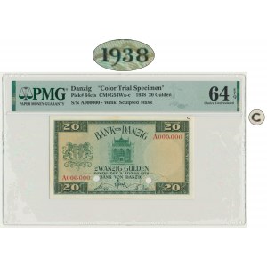 Danzig, 20 Gulden 1938 - SPECIMEN - A 000,000 - (C) - PMG 64 EPQ - RARE