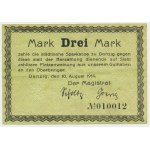 Danzig, 3 Mark 1914 - watermark cross - without Ungültig -