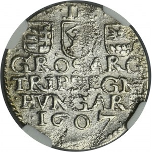 Transylvanie, Stefan Bocskai, Trojak Nagybanya 1607 - NGC UNC DETAILS
