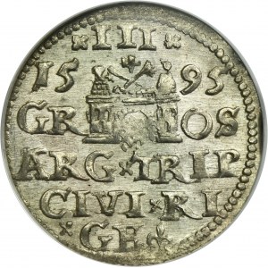 Sigismund III Vasa, 3 Groschen Riga 1595 - LI