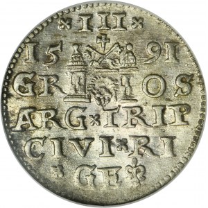 Sigismund III Vasa, 3 Groschen Riga 1591 - LI