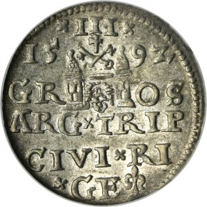 Sigismund III Vasa, 3 Groschen Riga 1592 - LI