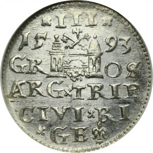 Sigismund III Vasa, 3 Groschen Riga 1593 - LIV