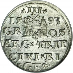 Sigismund III Vasa, 3 Groschen Riga 1593 - LIV