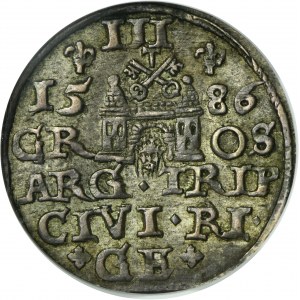 Stephen Bathory, 3 Groschen Riga 1586 - small head