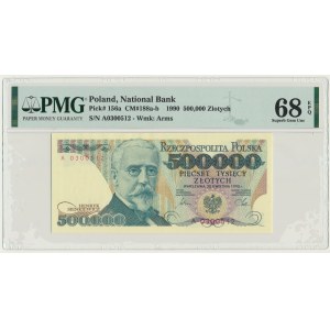 500.000 złotych 1990 - A - PMG 68 EPQ - pierwsza seria - RZADKOŚĆ