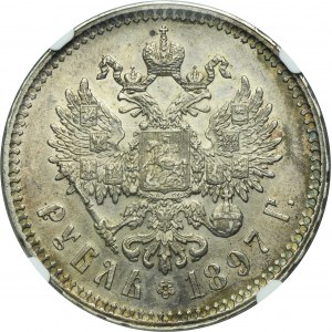 Russia, Nicholas II, Rubel Brussels 1897 ★★ - NGC AU58