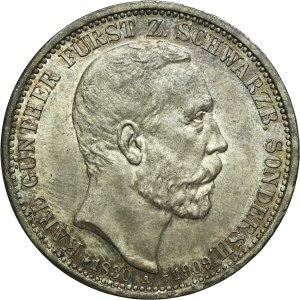 Nemecko, Schwarzburg-Sondershausen, Karl Günther, 3 posmrtné marky Berlín 1909 A