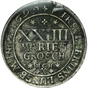 Germany, Principality of Braunschweig-Wolfenbüttel, Rudolf Augustus and Anthony Ulrich, 2/3 Thaler (24 Mariengroschen) Brunswick 1699 HCH