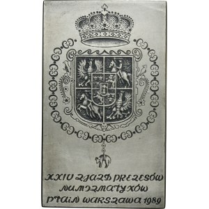 Plaque XXIV Congress of PTAiN Warsaw 1989 Sigismund III Vasa - SILVER