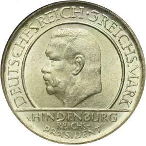 Allemagne, République de Weimar, 3 Marks Stuttgart 1929 F - Prestation de serment