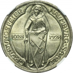 Nemecko, Weimarská republika, 3 marky Berlín 1928 A - Naumburg - NGC MS65