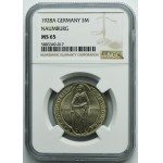 Nemecko, Weimarská republika, 3 marky Berlín 1928 A - Naumburg - NGC MS65