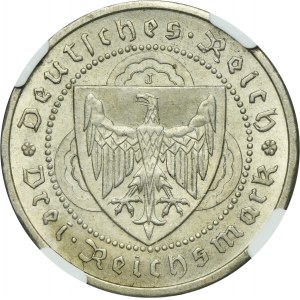 Germany, Weimar Republic, 3 Mark Hamburg 1930 J - Walther Vogelweide - NGC MS63
