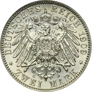 Germany, Kingdom of Saxony, Friedrich August III, 2 Mark Muldenhütten 1909