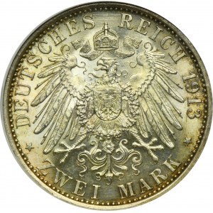 Germany, Kingdom of Prussia, Wilhelm II, 2 Mark Berlin 1913 A