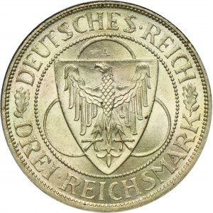 Allemagne, République de Weimar, 3 marks Berlin 1930 A - Libération de la Rhénanie