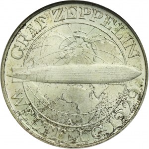Nemecko, Weimarská republika, 3 marky Berlín 1930 A - Graf Zeppelin