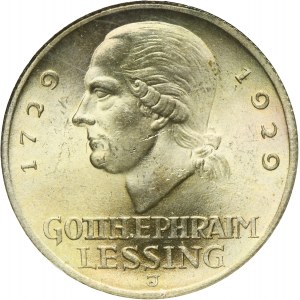 Germany, Weimar Republic, 3 Mark Hamburg 1929 J - Lessing
