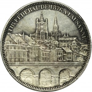 Switzerland, 5 Francs Bern 1876 - Shooting Festival in Lausanne