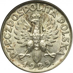 Kobieta i kłosy, 2 złote Londyn 1925 - kropka po dacie