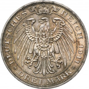 Germany, Kingdom of Prussia, Wilhelm II, 3 Mark Berlin 1911 A