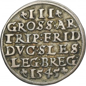Silesia, Duchy of Liegnitz-Brieg-Wohlau, Friedrich II, 3 Groschen Brieg 1545 - VERY RARE