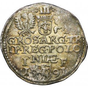 Sigismund III Vasa, 3 Groschen Olkusz 1591 - RARE
