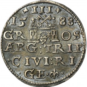 Sigismund III Vasa, 3 Groschen Riga 1588 - RARE, small head