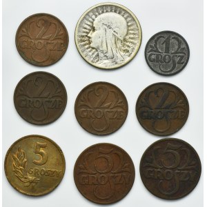 Set, pennies et 2 zlotys (9 pièces)