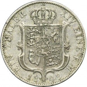 Germany, Kingdom of Hannover, Ernest August, Hanover Thaler 1849 B