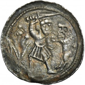 Vladislaus II the Exile, Denarius - Fight with lion, twigs