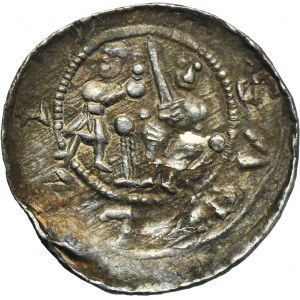Vladislaus II the Exile, Denarius - Fight with lion, twigs