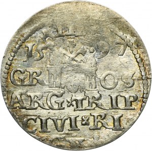 Sigismund III Vasa, 3 Groschen Riga 1597 - LI