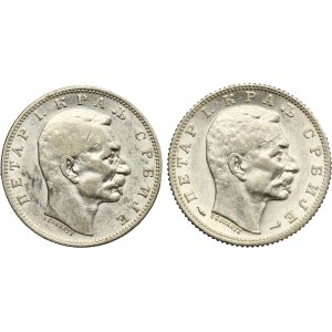 Ensemble, Serbie, Pierre, 1 Dinar 1912 et 1915 (2 pièces).