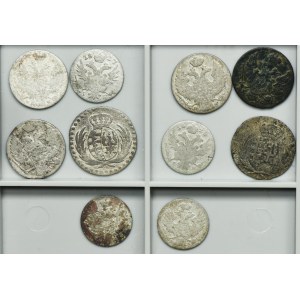 Lot, Duchy of Warsaw and Kingdom of Poland, 1 groschen, 5 groschen and 10 groschen (10 pcs.)