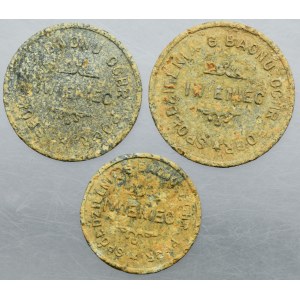 Ensemble, coopérative de soldats du 6e bataillon du corps de protection des frontières, 10 pennies, 50 pennies et 1 zloty Iwieniec (3 pièces).