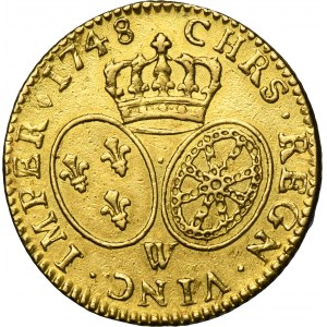 France, Louis XV, Louis d'Or au bandeau Lille 1748 W
