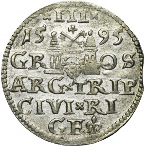 Sigismund III Vasa, 3 Groschen Riga 1595 - LI - UNLISTED