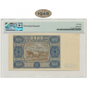 100 złotych 1948 - AA - NIEOBIEGOWY - NIEBIESKI - PMG 58 - RZADKOŚĆ