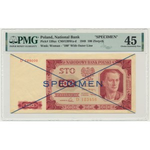 100 złotych 1948 - SPECIMEN - D 123456/789000 - PMG 45