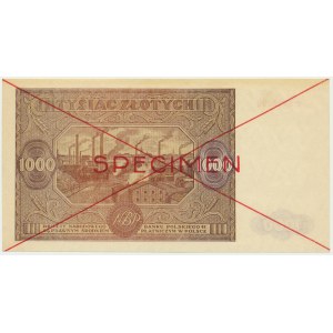 1.000 złotych 1946 - SPECIMEN - B 8900000/1234567 -