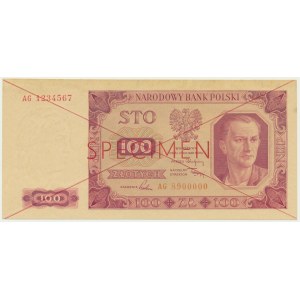 100 złotych 1948 - SPECIMEN - AG 1234567/8900000 -