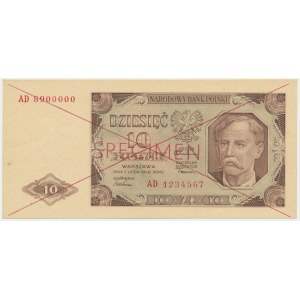 10 zloty 1948 - SPECIMEN - AD 8900000/1234567 -.