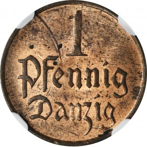 Free City of Danzig, 1 pfennig 1926 - NGC MS63 RB
