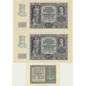Zestaw, 1-20 złotych 1940-41 (3 szt.)